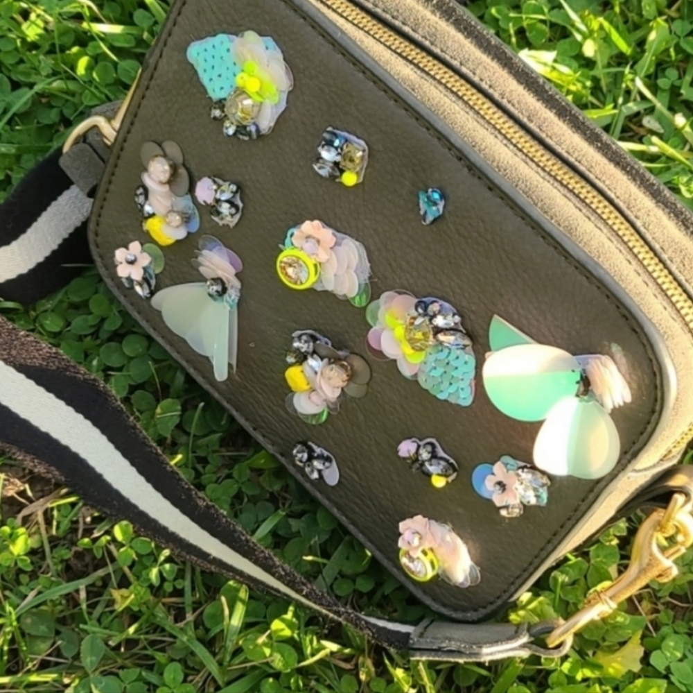 Runway Brûlèe Sequin Crossbody Camera Bag w/Sequins & Crystals